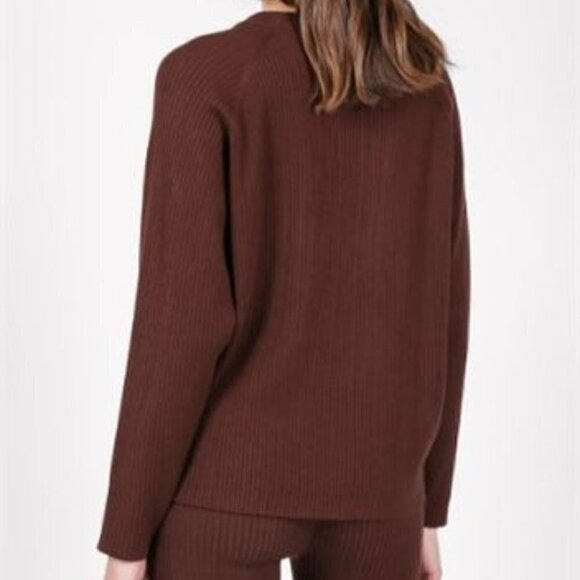 Brunette The Label,Women's The Ribbed Crew Neck Sweater-French Press. Size: XS/S - Picture 11 of 11